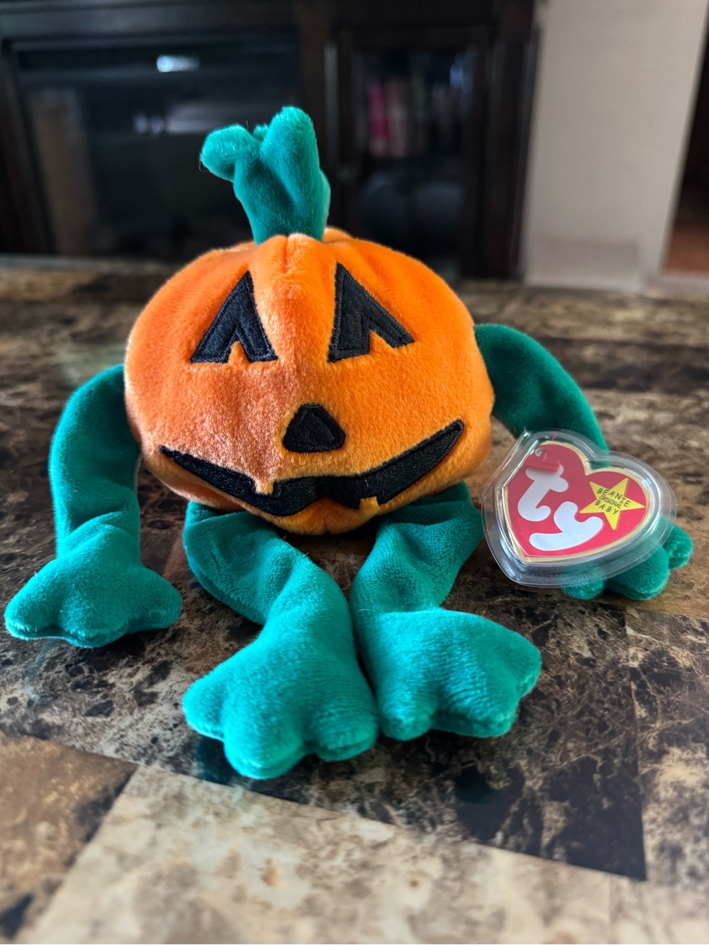 🎃 Ty Beanie Baby Pumkin Jack O Lantern Halloween Plush 1998